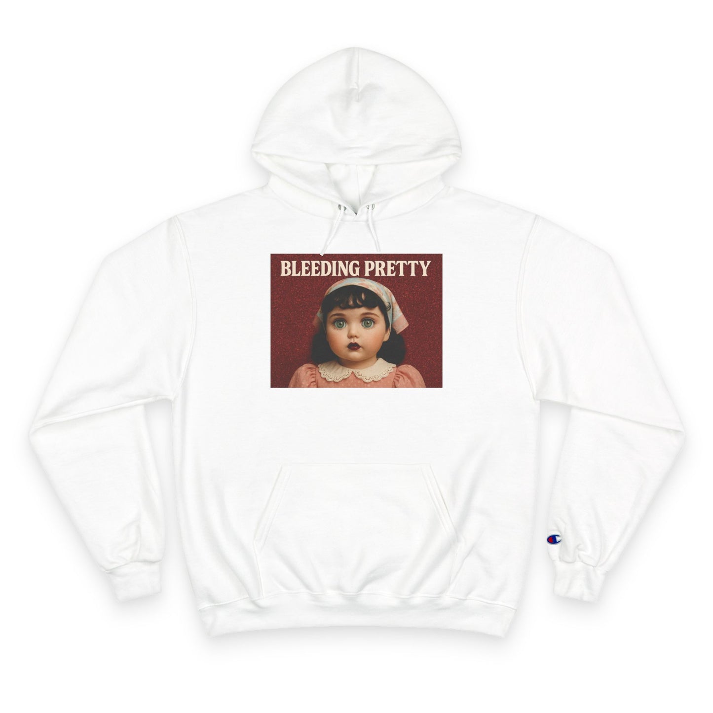 Bleeding Pretty Champion Hoodie - Unique Vintage Doll Art
