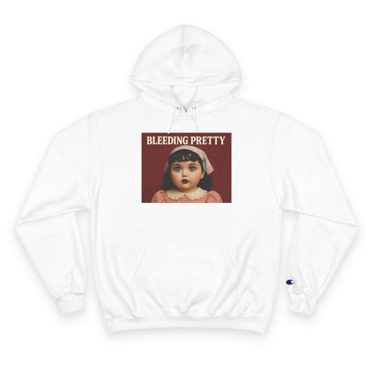 Bleeding Pretty Champion Hoodie - Unique Vintage Doll Art